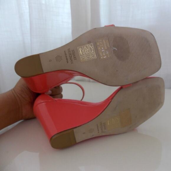 Stuart Weitzman Nudistcurve 85 Wedge Heels Salmon Womens 6 Like New - Picture 5 of 12